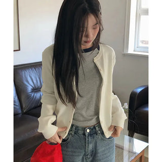 Sally Round Basic Knit Cardigan