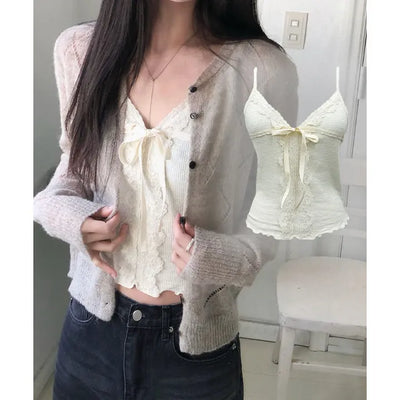 Wavy Ribbon Lace Sleeveless