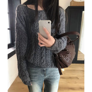 Anna Cable Knit Boat Neck See-through Knit