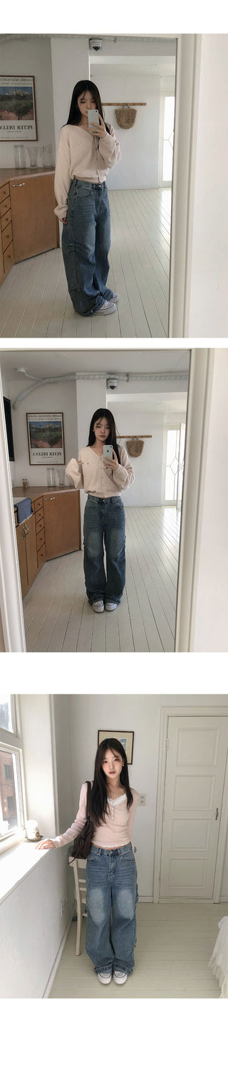 Willy Side Rivet Washed Denim Pants
