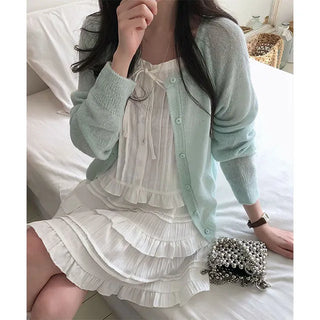 Saerom Pintuck Frill Sleeveless Blouse