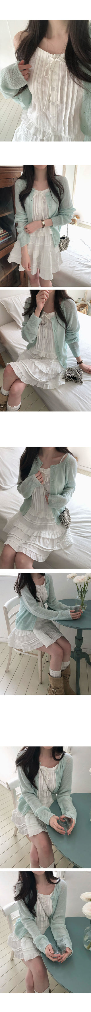 Saerom Pintuck Frill Sleeveless Blouse