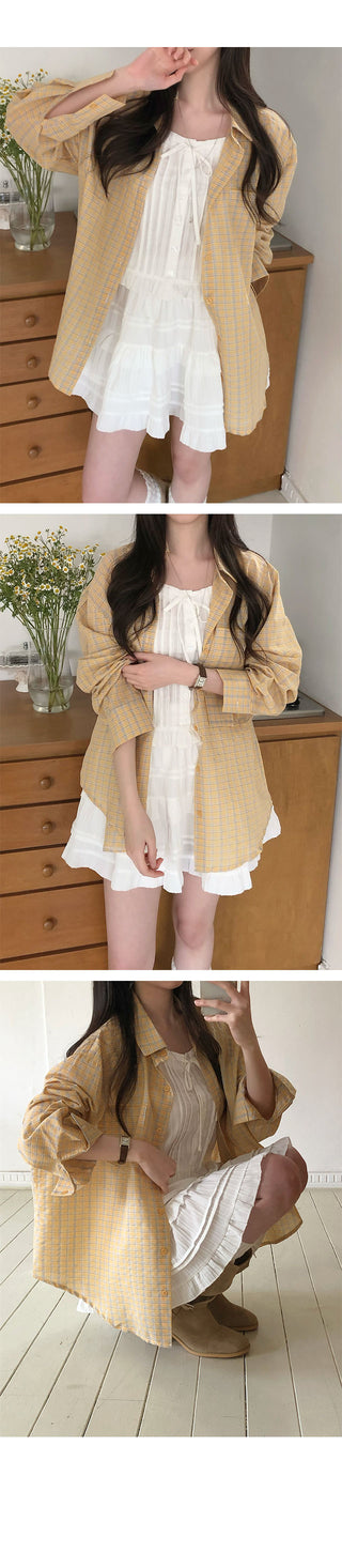 Saerom Pintuck Frill Sleeveless Blouse
