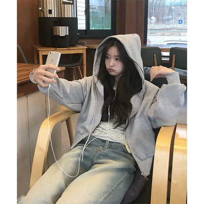 Dali Semi-Crop Zip-up Hoodie