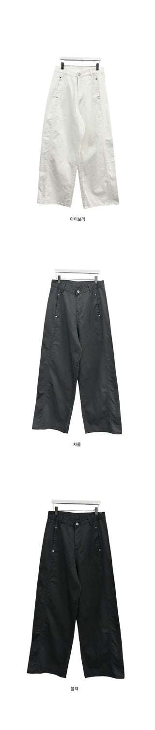 Steel Rivet Side Cut Wide Cotton Pants