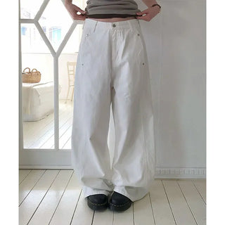 Steel Rivet Side Cut Wide Cotton Pants