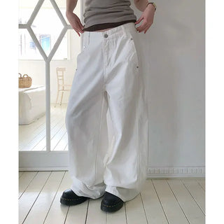 Steel Rivet Side Cut Wide Cotton Pants