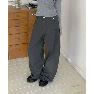 Steel Rivet Side Cut Wide Cotton Pants
