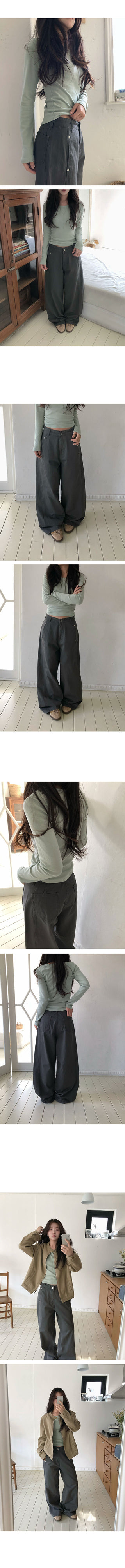 Steel Rivet Side Cut Wide Cotton Pants
