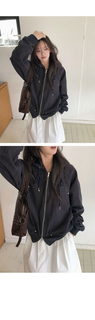 Wicked Rivet Washed Hooded Jumper