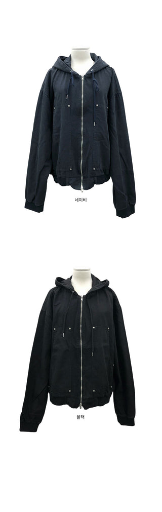 Wicked Rivet Washed Hooded Jumper