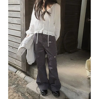Hands Cargo Pocket Cotton Wide Pants