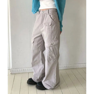 Hands Cargo Pocket Cotton Wide Pants