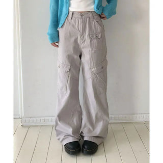 Hands Cargo Pocket Cotton Wide Pants