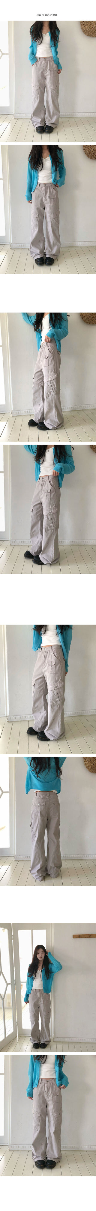 Hands Cargo Pocket Cotton Wide Pants