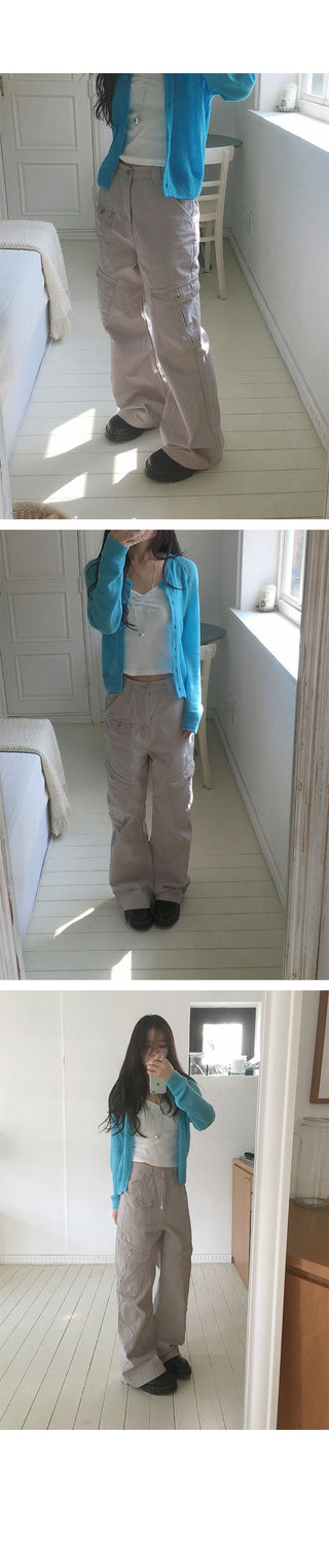 Hands Cargo Pocket Cotton Wide Pants