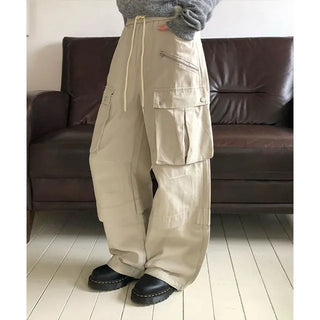Demon Cargo Elastic Cotton Wide Pants