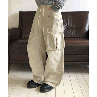 Demon Cargo Elastic Cotton Wide Pants