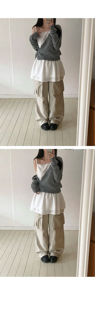 Demon Cargo Elastic Cotton Wide Pants