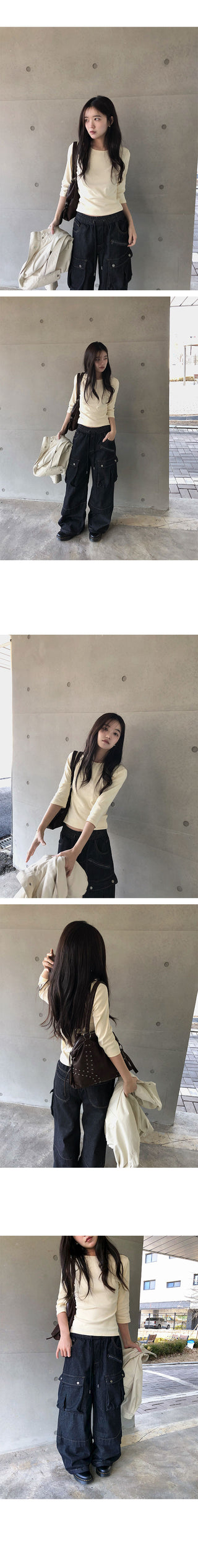 Demon Cargo Elastic Cotton Wide Pants
