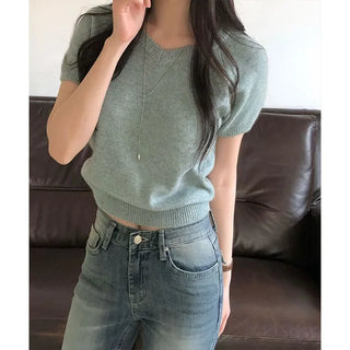 Amber V-neck Short Sleeve Knit