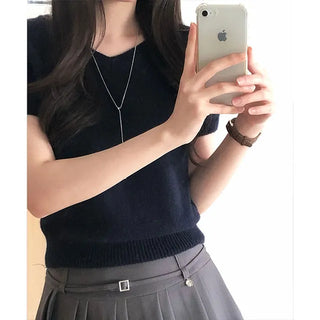Amber V-neck Short Sleeve Knit