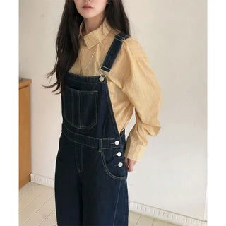 Yomi Button Point Denim Overalls