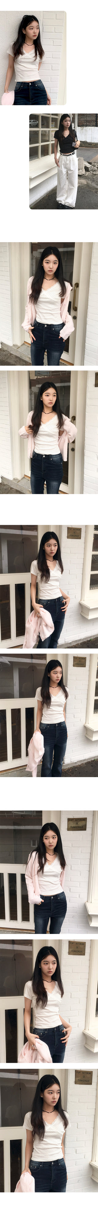 Spring Dot Lace Short Sleeve T-shirt