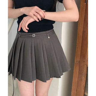 Upi Belted Pleated Mini Skirt