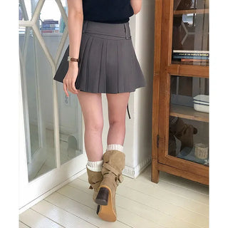 Upi Belted Pleated Mini Skirt