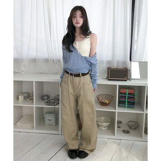 It's Rivet Point Cut-out Stitch Cotton Pants