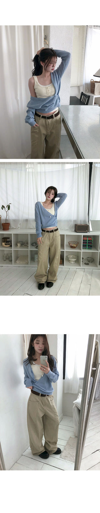 It's Rivet Point Cut-out Stitch Cotton Pants