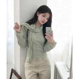 Wrinkle Slim Blouse T-shirt