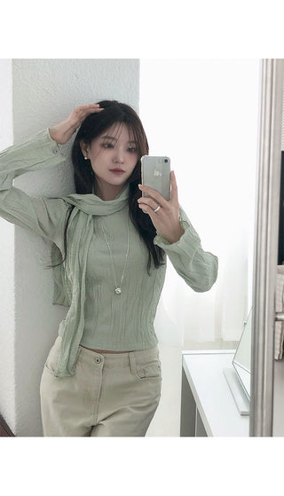 Wrinkle Slim Blouse T-shirt