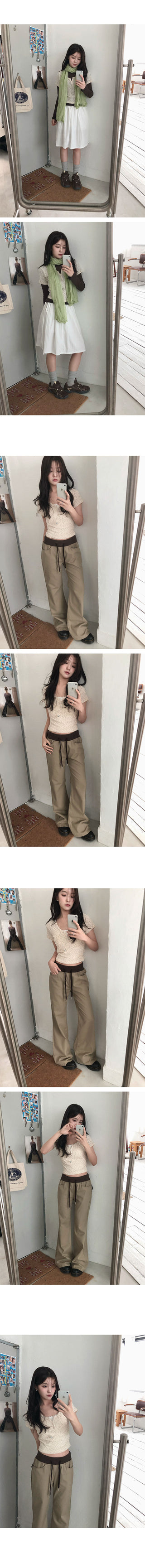 Flo Small Floral Henley Neck Crop Short Sleeve T-shirt