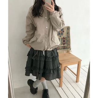 Miru Check Color Block High-Neck Field Jumper