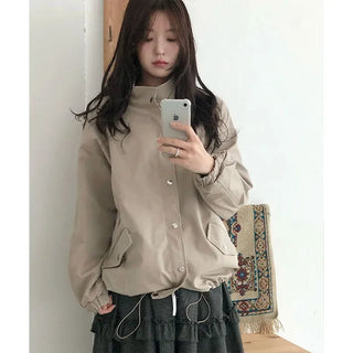Miru Check Color Block High-Neck Field Jumper