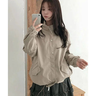 Miru Check Color Block High-Neck Field Jumper