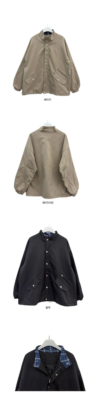 Miru Check Color Block High-Neck Field Jumper