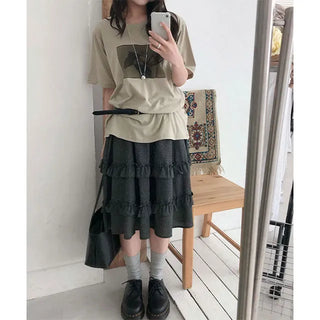 PET vintage print short-sleeve T-shirt