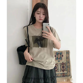 PET vintage print short-sleeve T-shirt