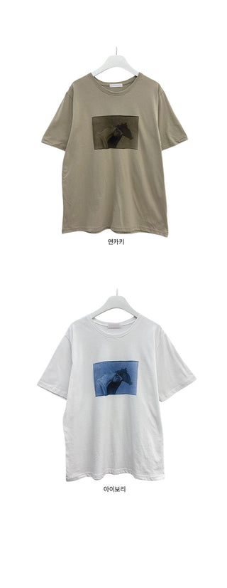 PET vintage print short-sleeve T-shirt
