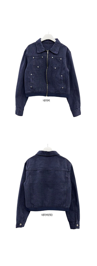 Navi Rivet Denim Jacket