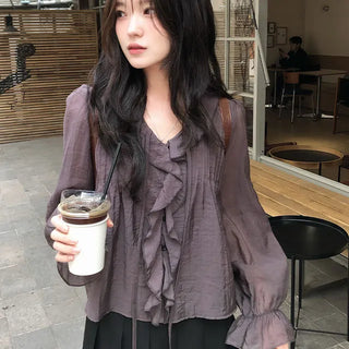 Authentic Chiffon Ruffle Blouse