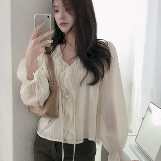 Authentic Chiffon Ruffle Blouse
