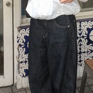 Push Balloon Curved Cut Denim Pants