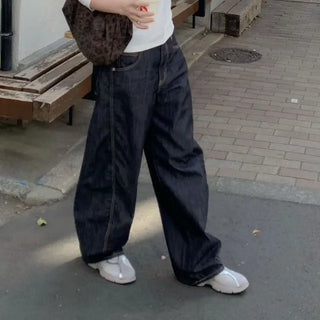 Push Balloon Curved Cut Denim Pants