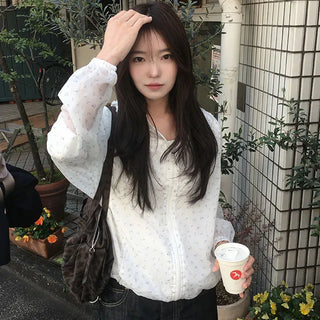 Small Flower Hooded Summer Windbreaker
