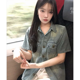 Mua Washed Denim Short Sleeve Shirt