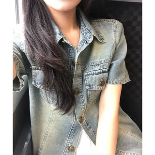 Mua Washed Denim Short Sleeve Shirt